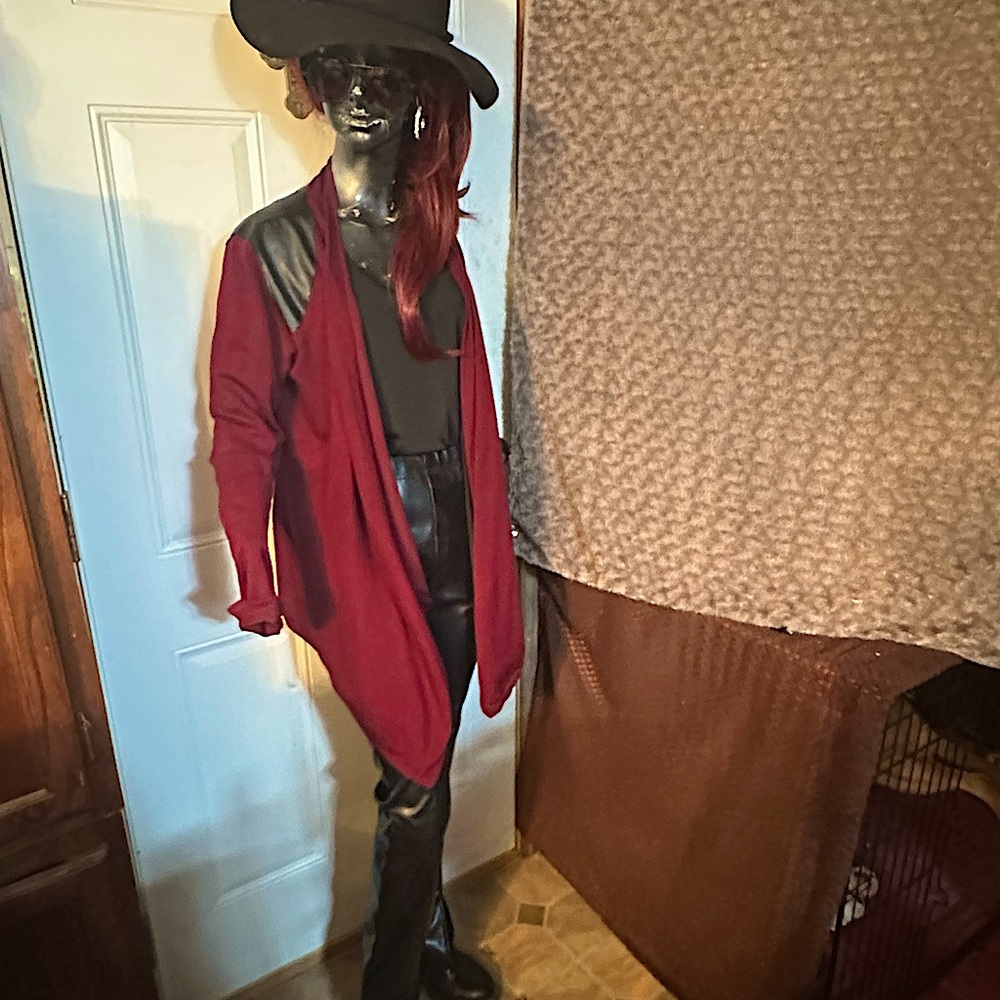 OFFER $40 Almost Famous Long burgundy Cardigan Utility sweater